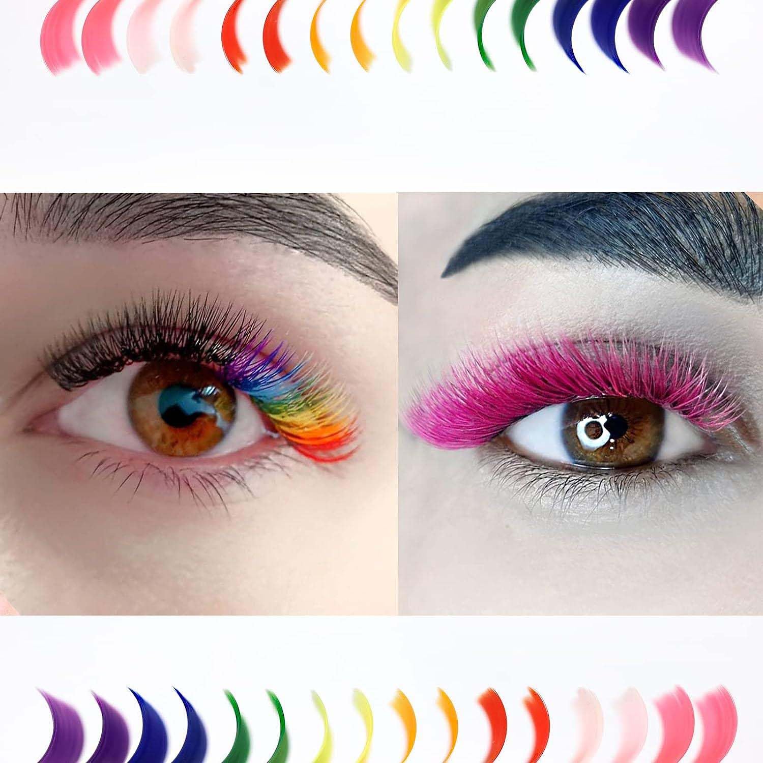 THE LASH SUPPLY Extensiones de pestañas de volumen de color para Halloween, rizo CC, 0.51-0.70 pulgadas de longitud, 0.07 de grosor, rizo natural y