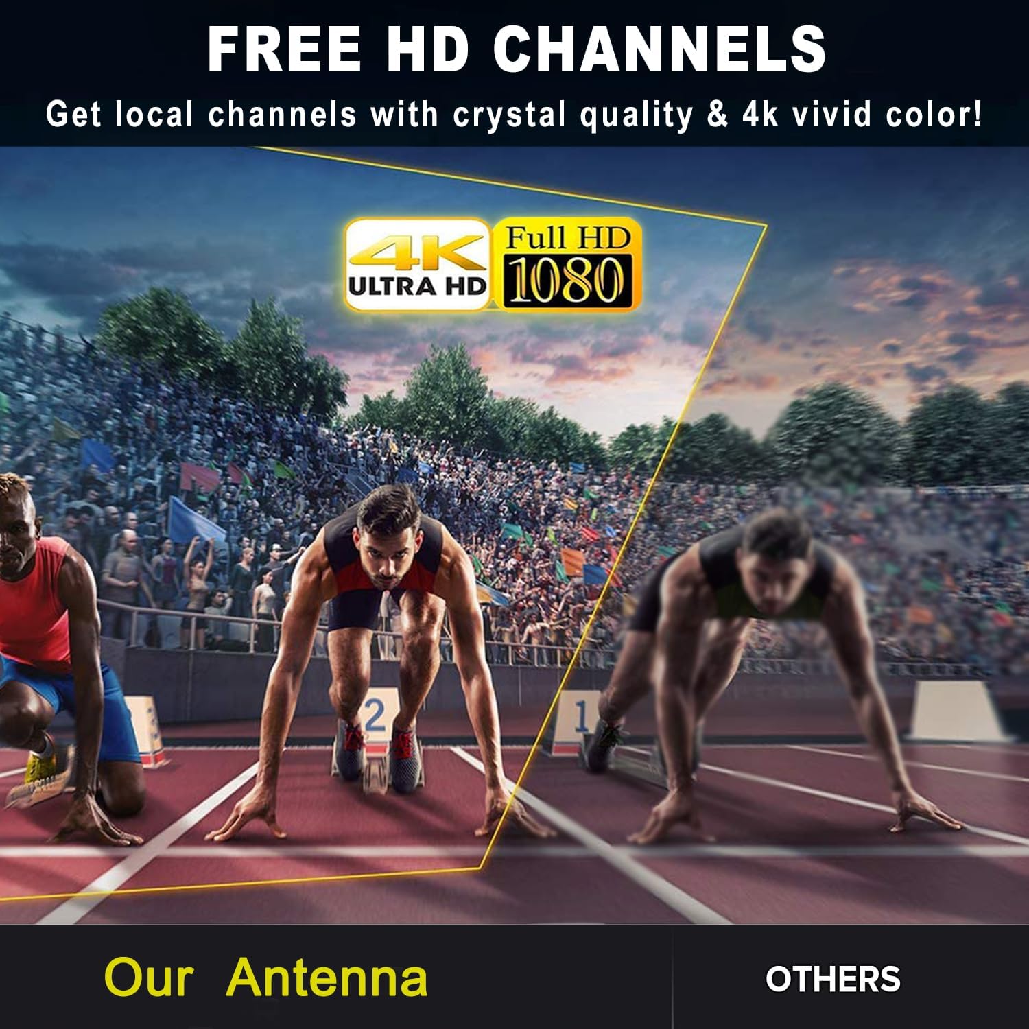 Antena de TV con amplificador de señal amplificadora, antena HDTV mejorada 2024 para Smart TV de hasta 320 millas de alcance, antena digital para