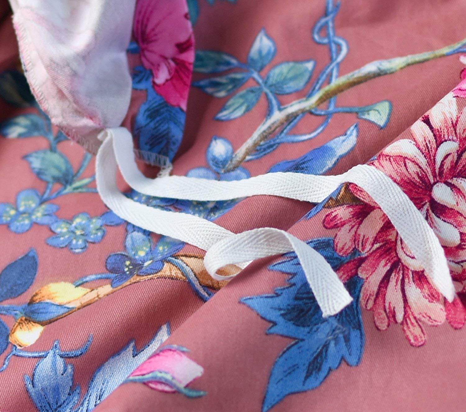 Eikei Juego de funda de edredón de jardín botánico, 100% algodón cepillado lavado, estampado asiático chinoiserie, colorido árbol tropical ramas y