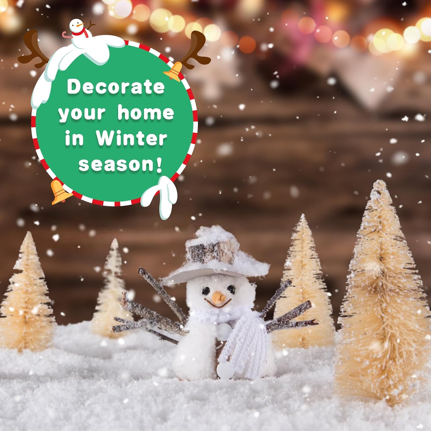 FOIMAS Nieve artificial, polvo de nieve falsa de Navidad, copo de nieve seco con purpurina para Navidad, decoración de invierno, suministro de