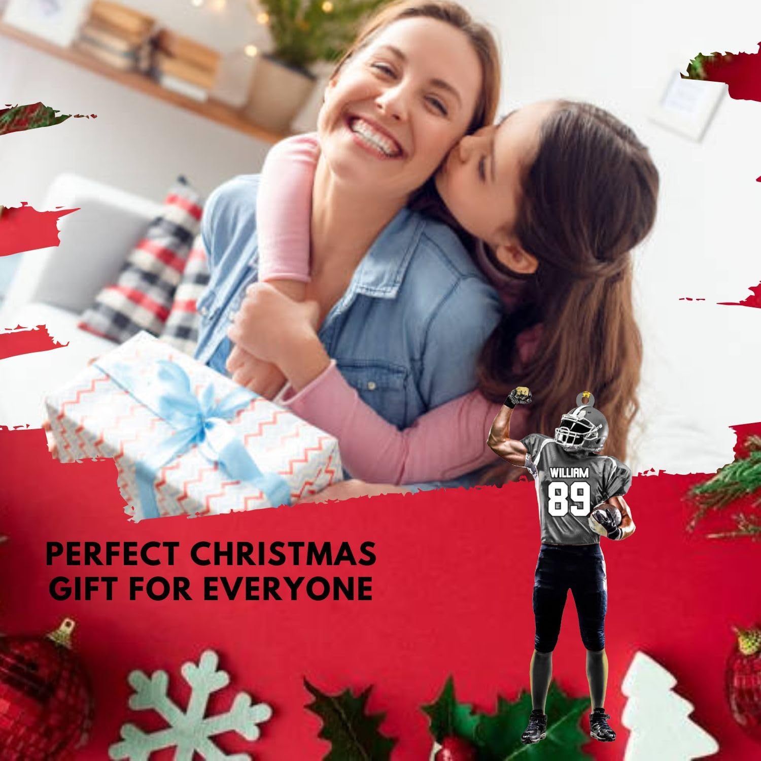 Podagree – Adornos de fútbol personalizados con nombre de 2023, adornos de Navidad de madera, adorno para colgar en el árbol de Navidad, decoración