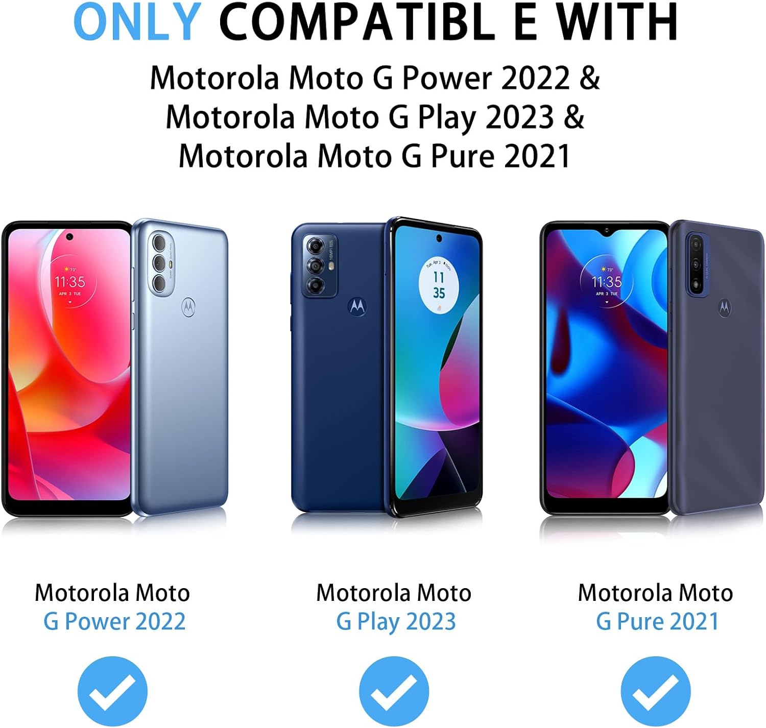 Oumida Funda para Motorola Moto G Play 2023, Moto G Power 2022Moto G Pure 2021 Funda de doble capa trasera rígida de silicona híbrida a prueba de