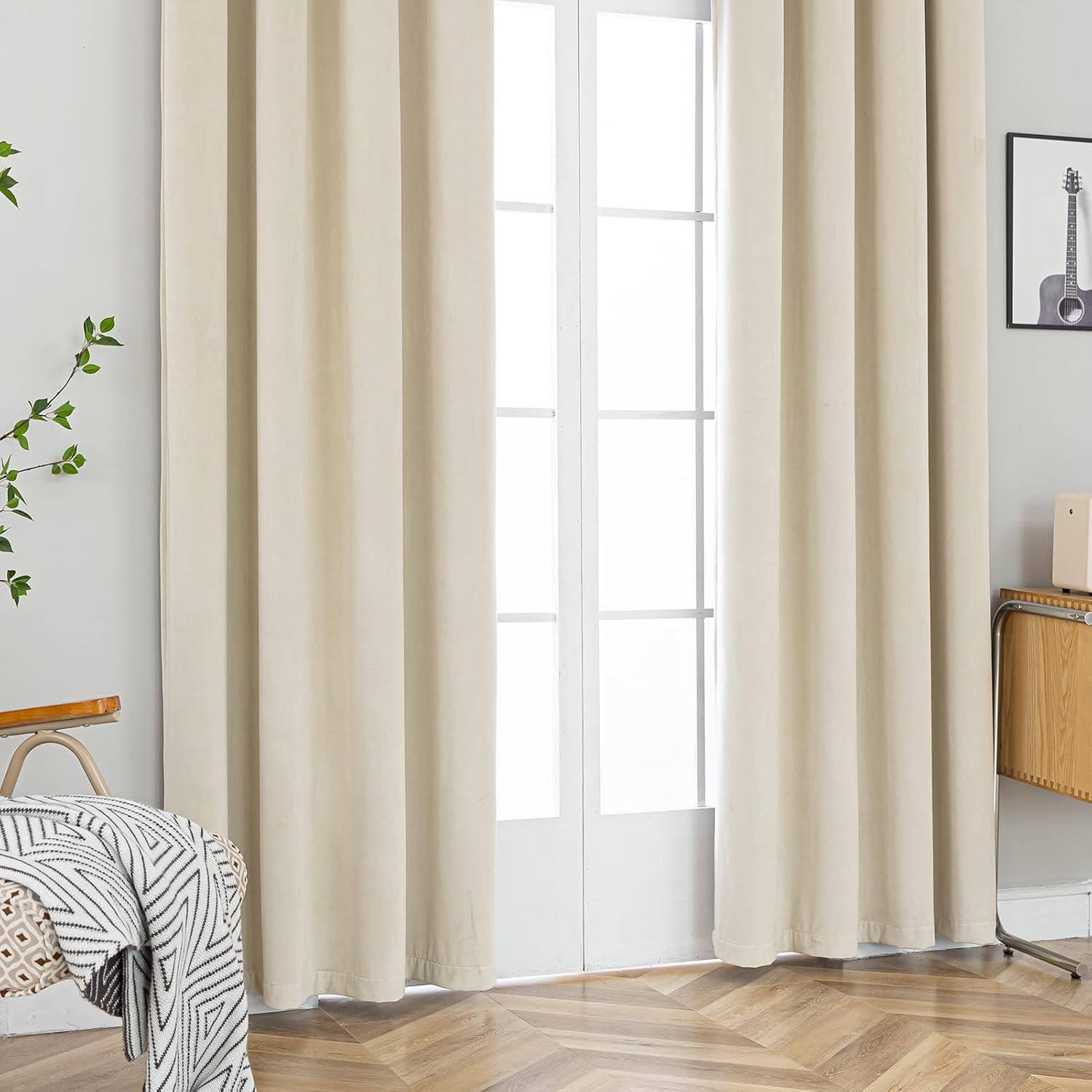 PLEASANT BOULEVARD Cortinas de terciopelo 2 paneles Cortinas opacas pesadas con ojales, cortinas de oscurecimiento con aislamiento térmico para sala