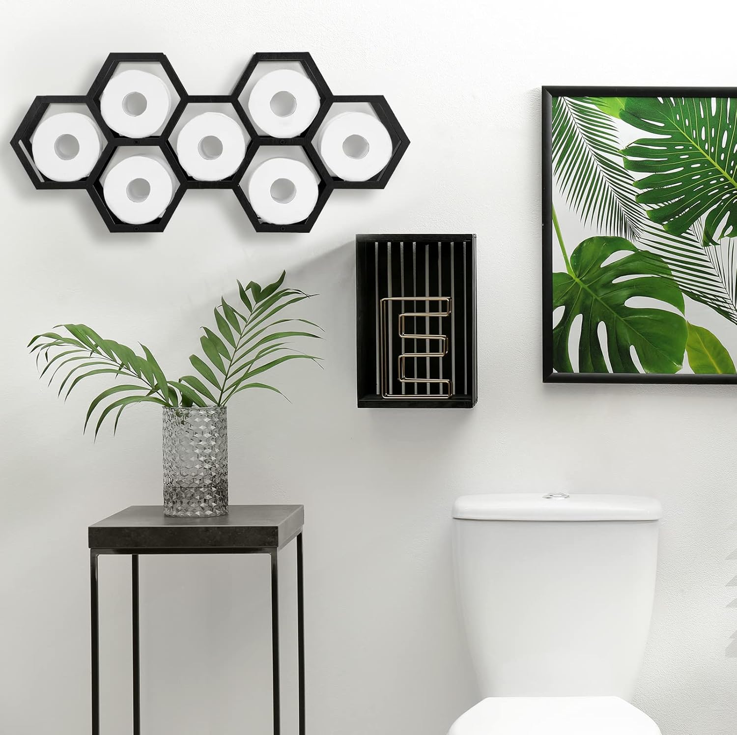 Soporte de papel higiénico de panal de abeja, soporte para 7 rollos, moderno soporte flotante de papel higiénico de panal de abeja, estantes