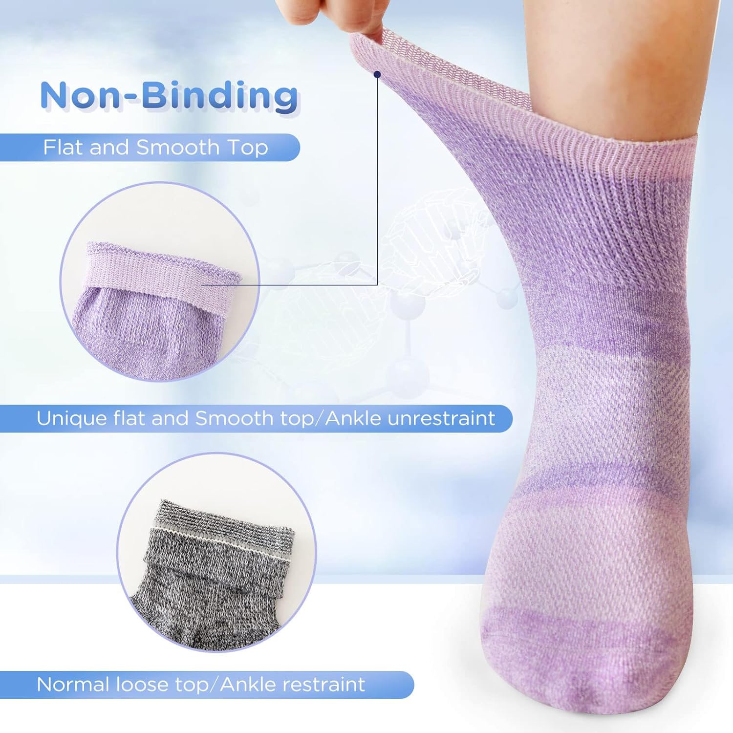 Bulinlulu – Calcetines para diabéticos para mujeres y hombres, 6 pares de calcetines de tobillo para diabéticos no vinculantes, calcetines anchos