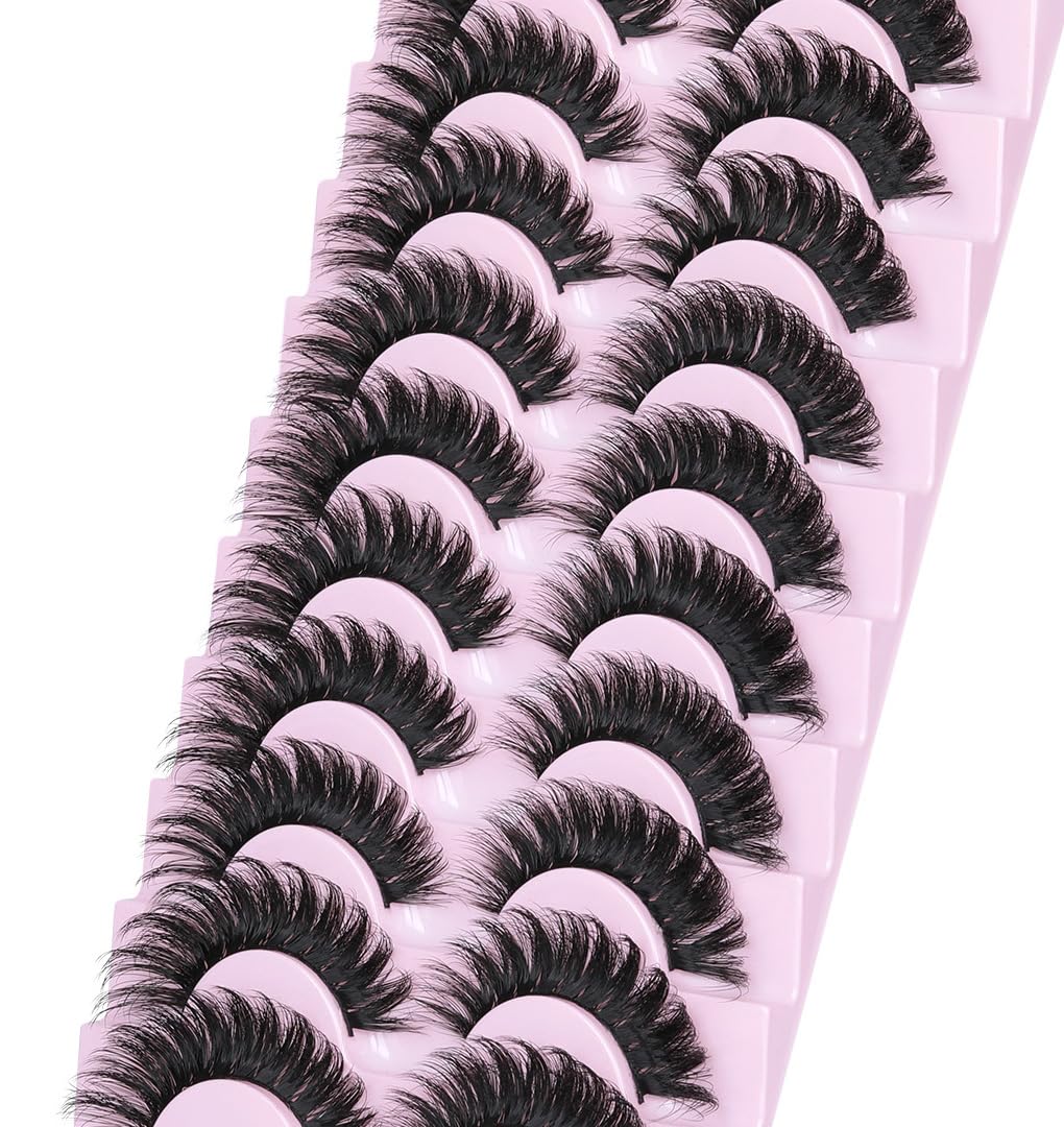 Kiromiro Pestañas postizas de ojo de gato, aspecto natural, pestañas rizadas en D, volumen 3D, pestañas de visón sintético, esponjosas, paquete de