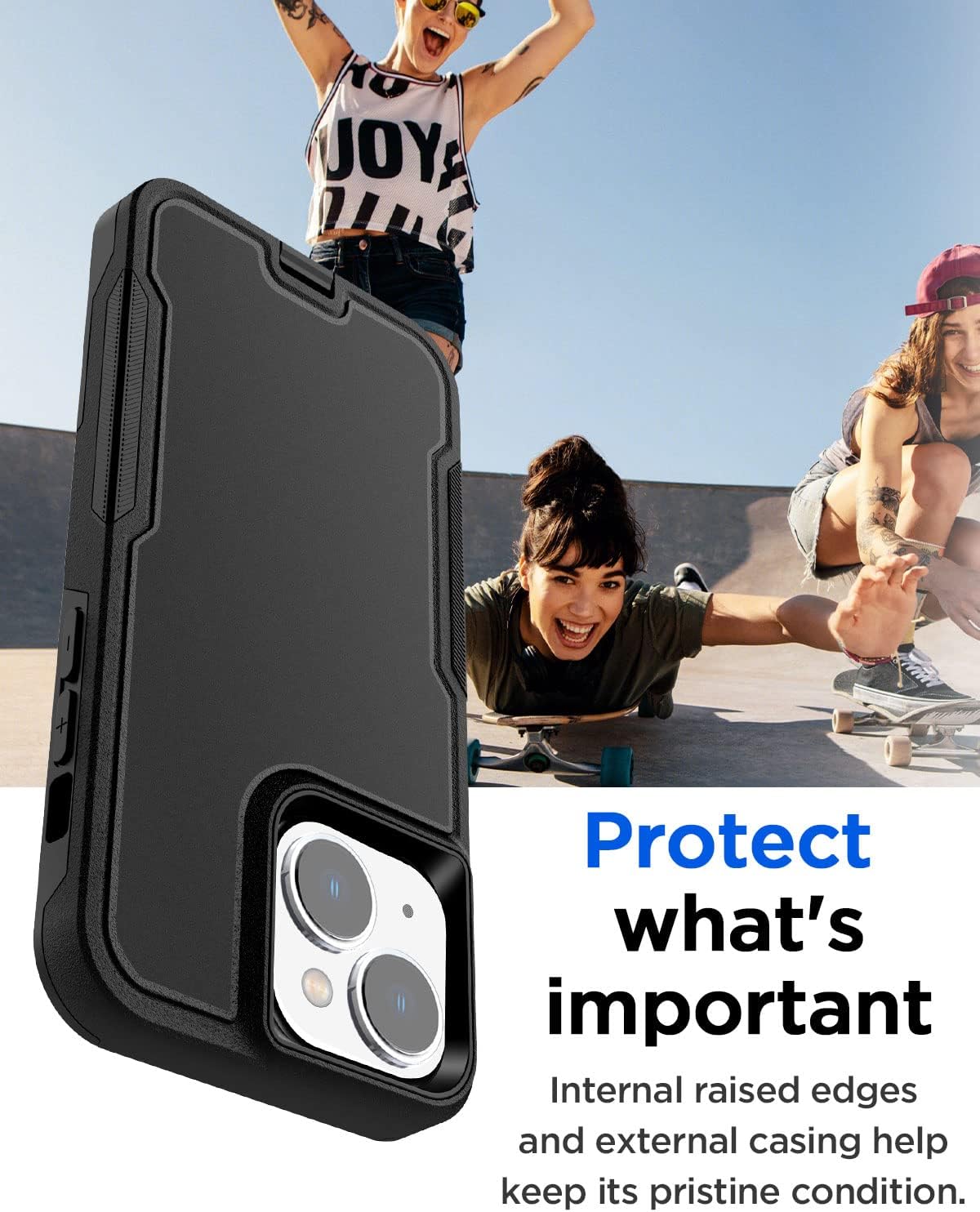 AICase Funda con clip para cinturón para iPhone 15 con protector de pantalla de cristal, resistente contra caídas, cuerpo completo, resistente a