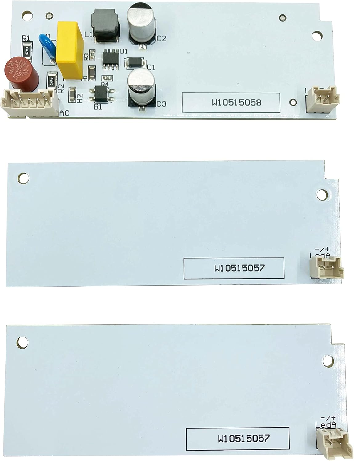 Luces LED W10515058  W10515057 (2) controladores LED compatibles con refrigerador Whirlpool Kenmore (Nota sin funda de plástico, solo placa PCD)