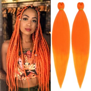 Leeven Cabello trenzado preestirado de 30 pulgadas, paquete de 2 extensiones de cabello trenzado naranja preestirado sin picazón, trenzas trenzadas Leeven Cabello trenzado preestirado de 30 pulgadas, paquete de 2 extensiones de cabello trenzado naranja preestirado sin picazón, trenzas trenzadas
