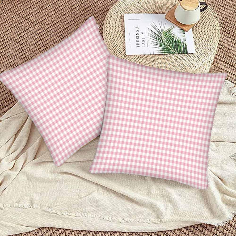 WONDERTIFY Juego de 2 fundas de almohada de cuadros geométricos a cuadros de color rosa para cojín decorativo, cama, sofá de 20 x 20 pulgadas