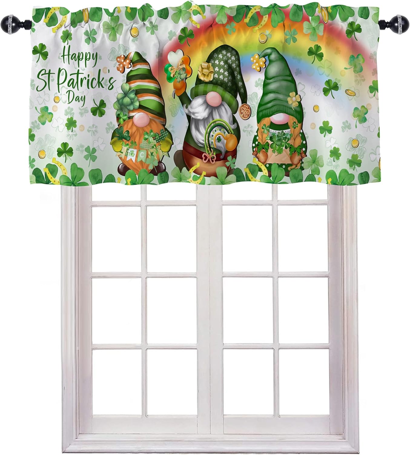 Cenefas de cocina del día de San Patricio para ventanas, decoración del día de San Patricio, cortinas de cenefa de cocina con bolsillo para barra,