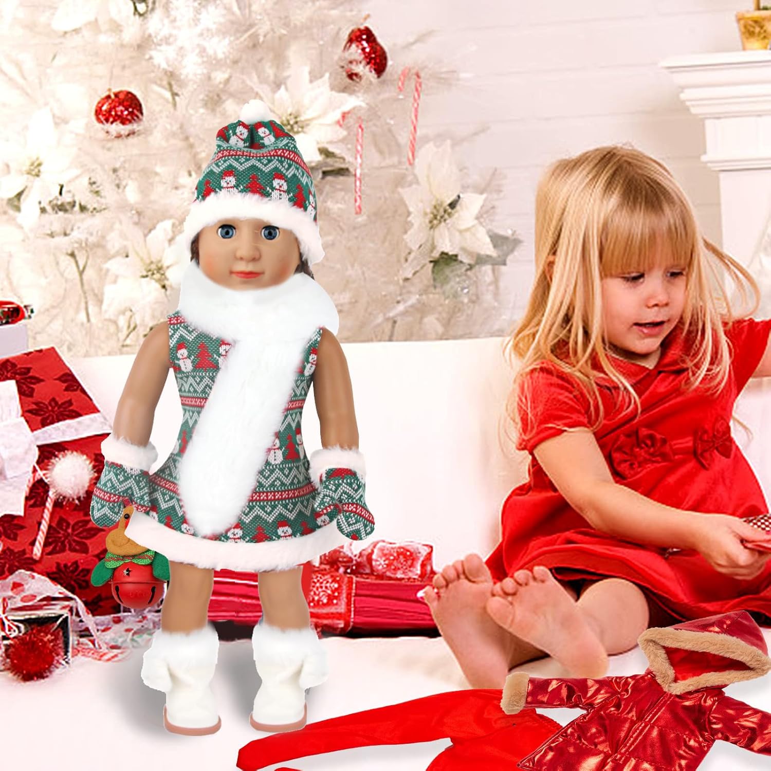 15 piezas de ropa de muñeca de 18 pulgadas de invierno, incluyendo accesorios de muñeca, ropa de muñeca, zapatos de muñeca, bufanda de muñeca,
