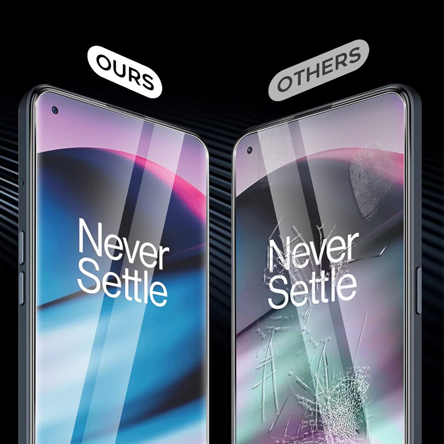 Orzero Paquete de 4 protectores de pantalla de vidrio templado compatibles con OnePlus Nord N20 5G, bordes de arco 2.5D, 9 durezas HD, sin burbujas