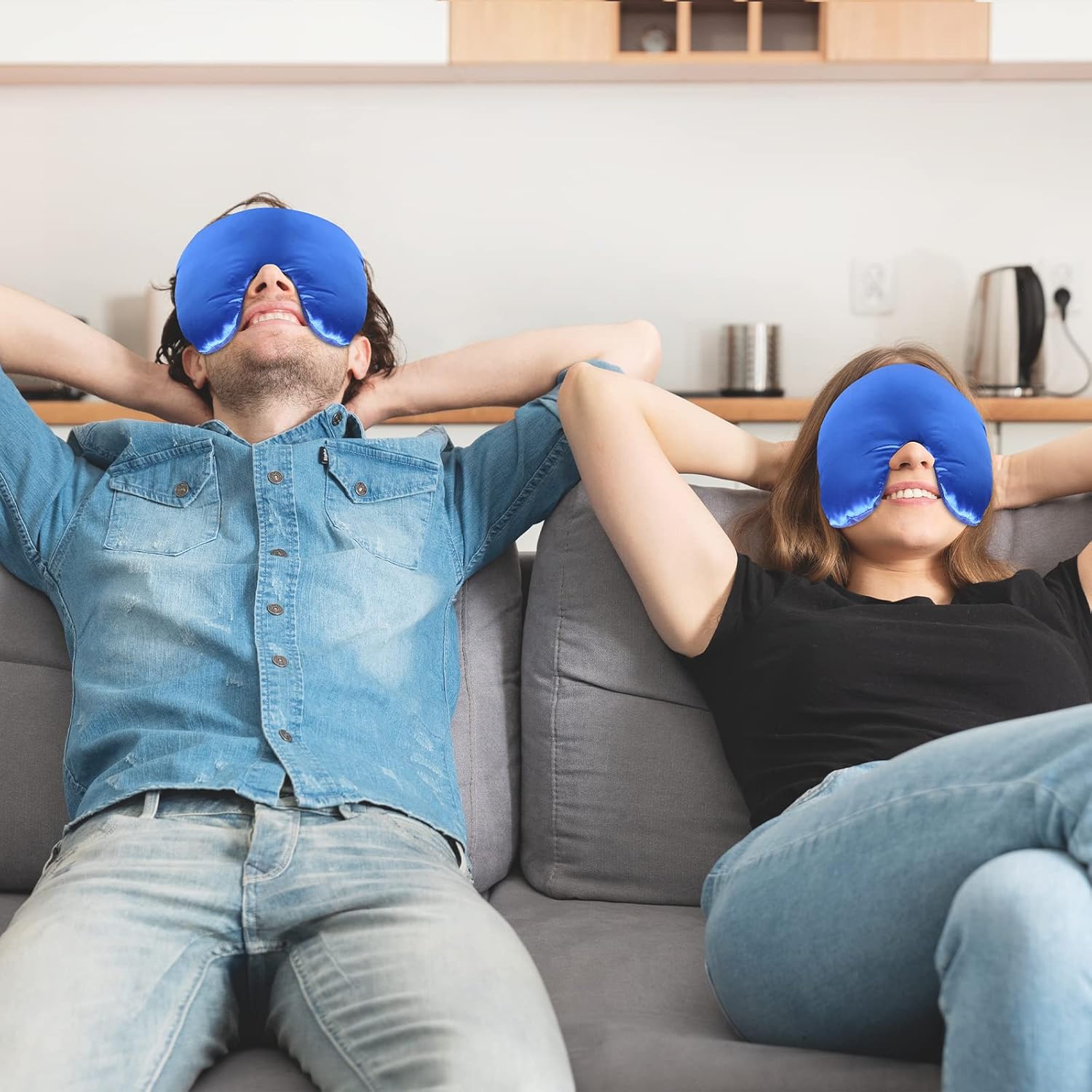 Atsuwell Máscara sinusal, máscara de ojos de compresión fría cálida para ojos secos, almohada pesada para ojos para microondas, almohadilla térmica