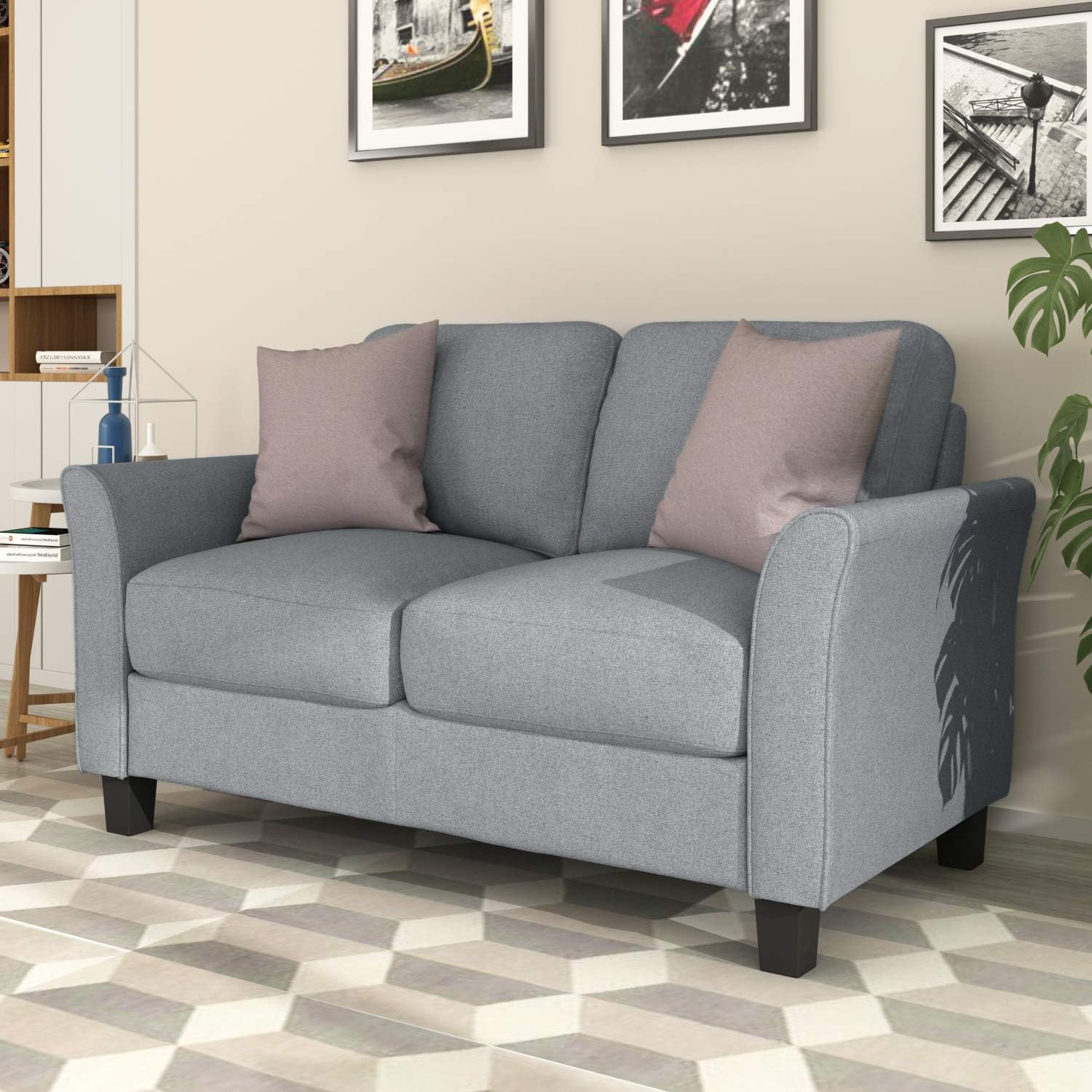 Goohome Sofá biplaza moderno de 2 plazas, muebles de sala de estar, sofá doble, cómodo sofá extra profundo, sofá para espacios pequeños, sala de