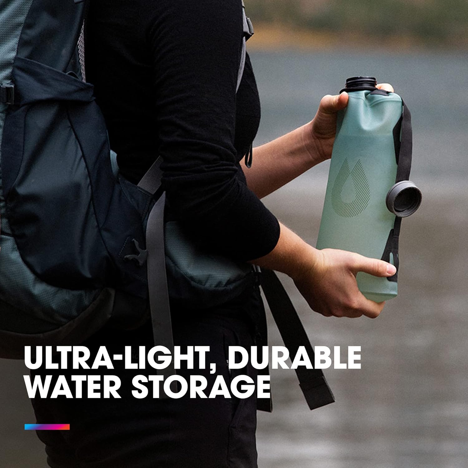 Hydrapak Seeker – Almacenamiento de agua plegable (2L70 onzas), bolsa de depósito de hidratación para acampar sin BPA y PVC, color verde Sutro