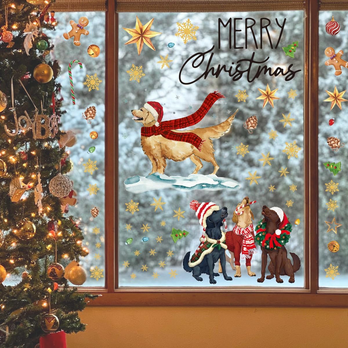 Horaldaily 128 calcomanías de Navidad para ventana, bola de Navidad para el hogar, suministros de fiesta, tienda, ventana, decoración de cristal