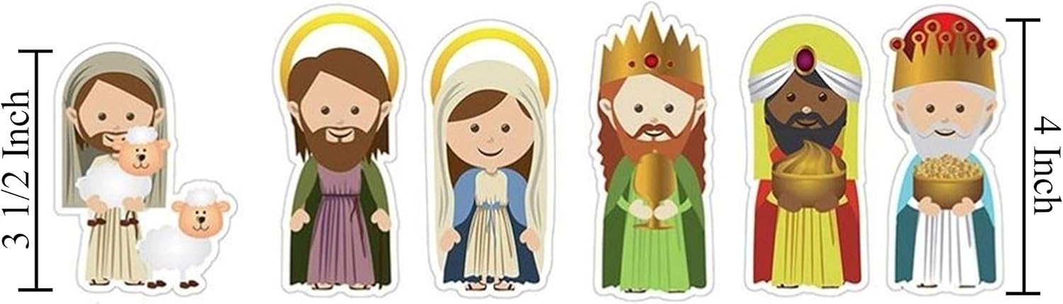 Juego de imanes de belén jumbo, calcomanías magnéticas religiosas de Navidad para refrigerador, 11 piezas