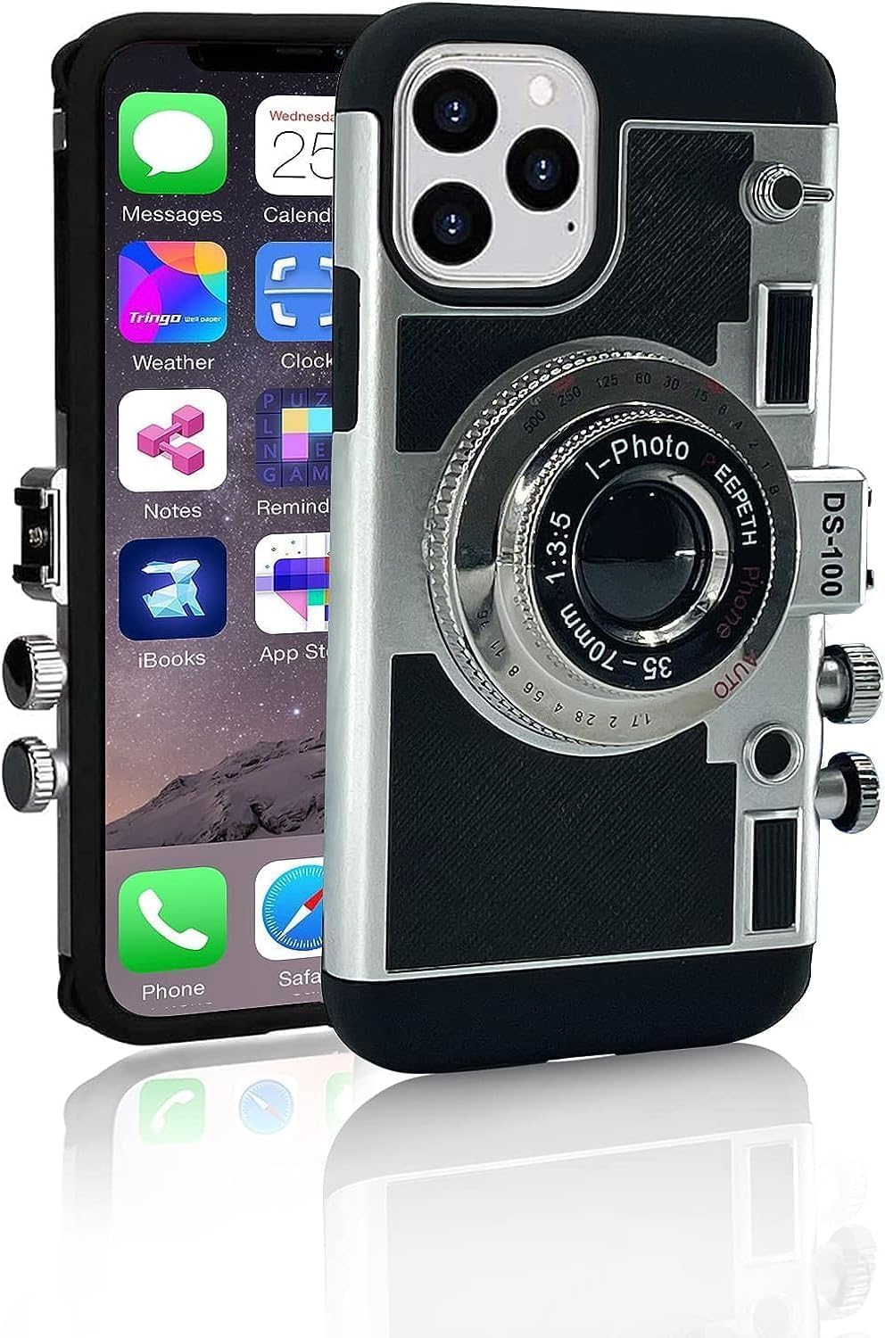Mscomft Funda para teléfono Emily in Paris, funda vintage para iPhone 15 Pro, diseño de cámara vintage 3D que parece una cámara, con cordón largo