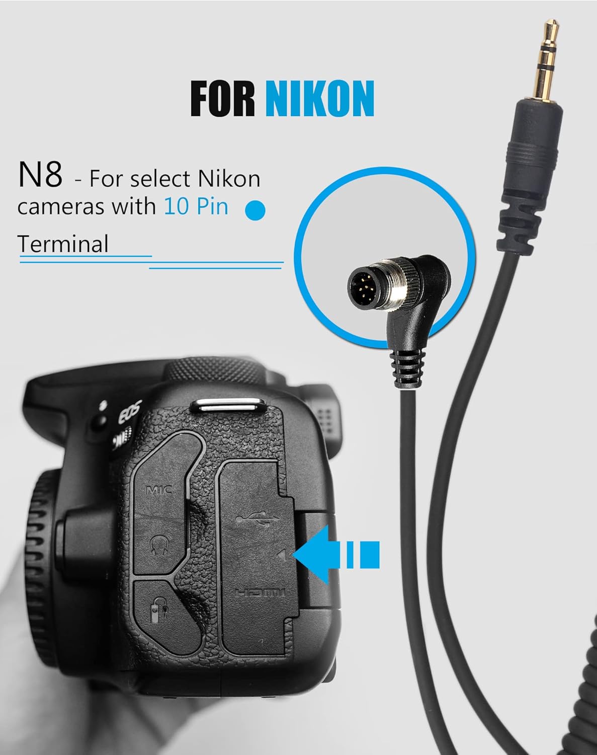 AODELAN Mando a distancia inalámbrico para cámaras Nikon, temporizador remoto cable de liberación del obturador para Nikon Z9 D5 D6 D800 D810 D850