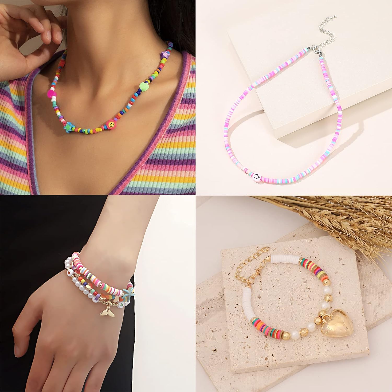2000 cuentas de arcilla de 0.236 pulgadas con paquete de caja, cuentas de arcilla polimérica amarilla para pulseras, collares, joyería (amarillo)