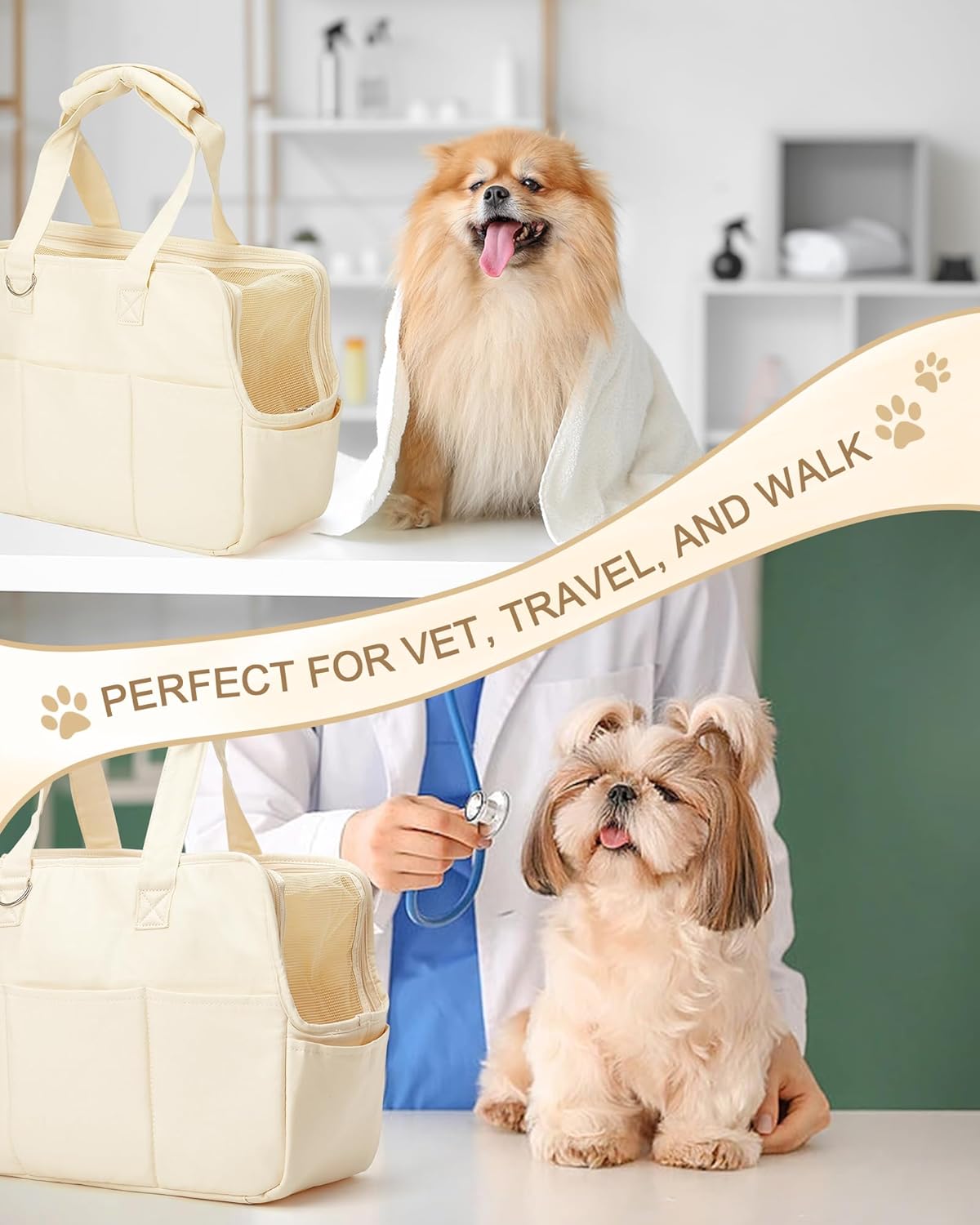 Bolsa transportadora para perros con capacidad para hasta 20 libras, bolsa de algodón con lados suaves, transportadores de perros y gatos para gatos