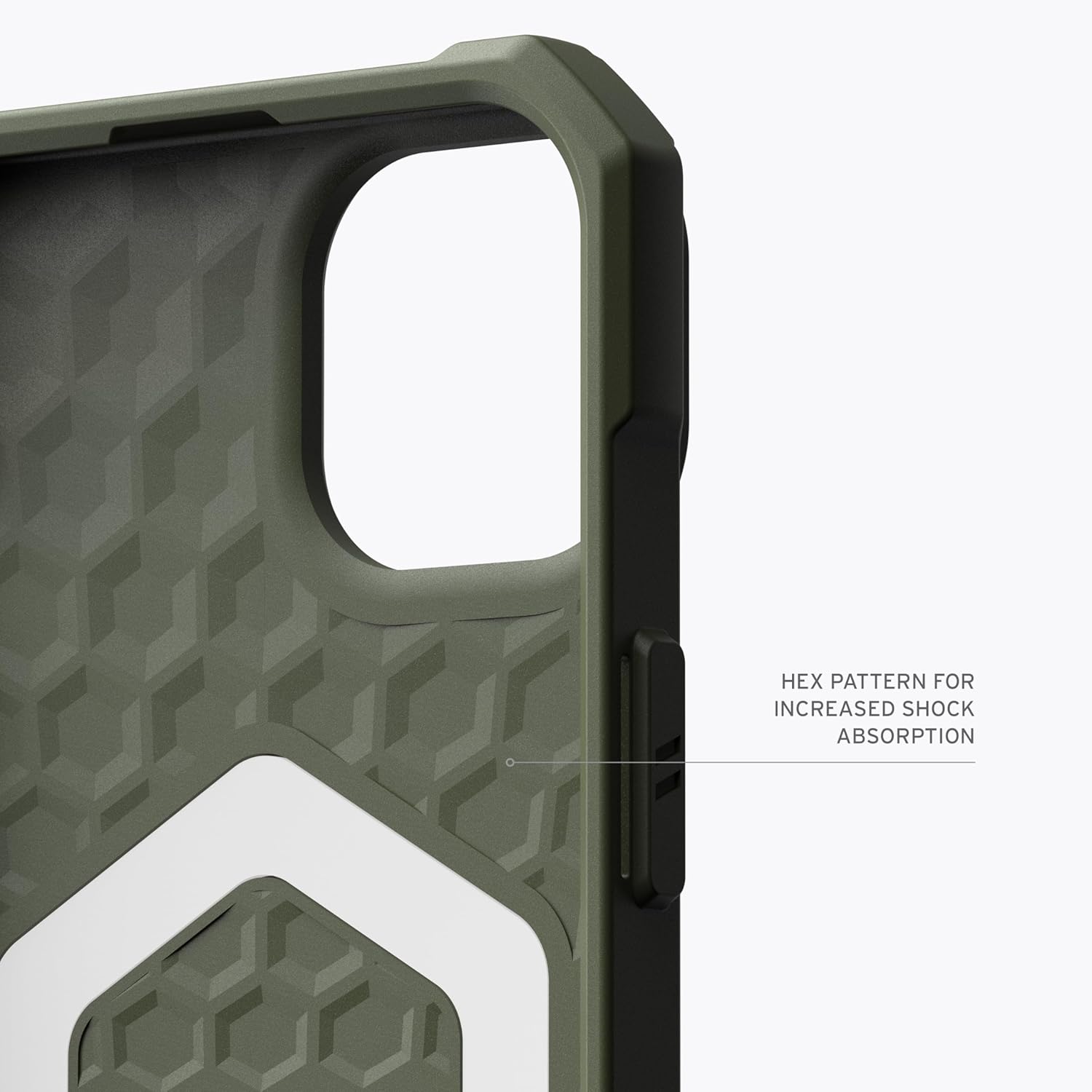 URBAN ARMOR GEAR UAG – Funda compatible con iPhone 15 Plus de 6.7 pulgadas, Essential Armor Olive Drab, imán integrado compatible con carga MagSafe,