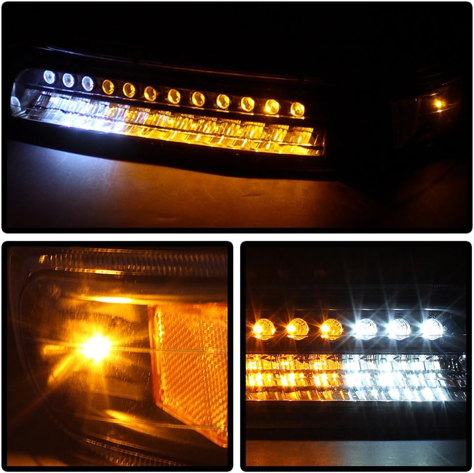 ACANII – Para faros delanteros negros Chevy Silverado 00-06 Suburban Tahoe 1999-2002 + lámparas LED parachoques conductor + lado del pasajero