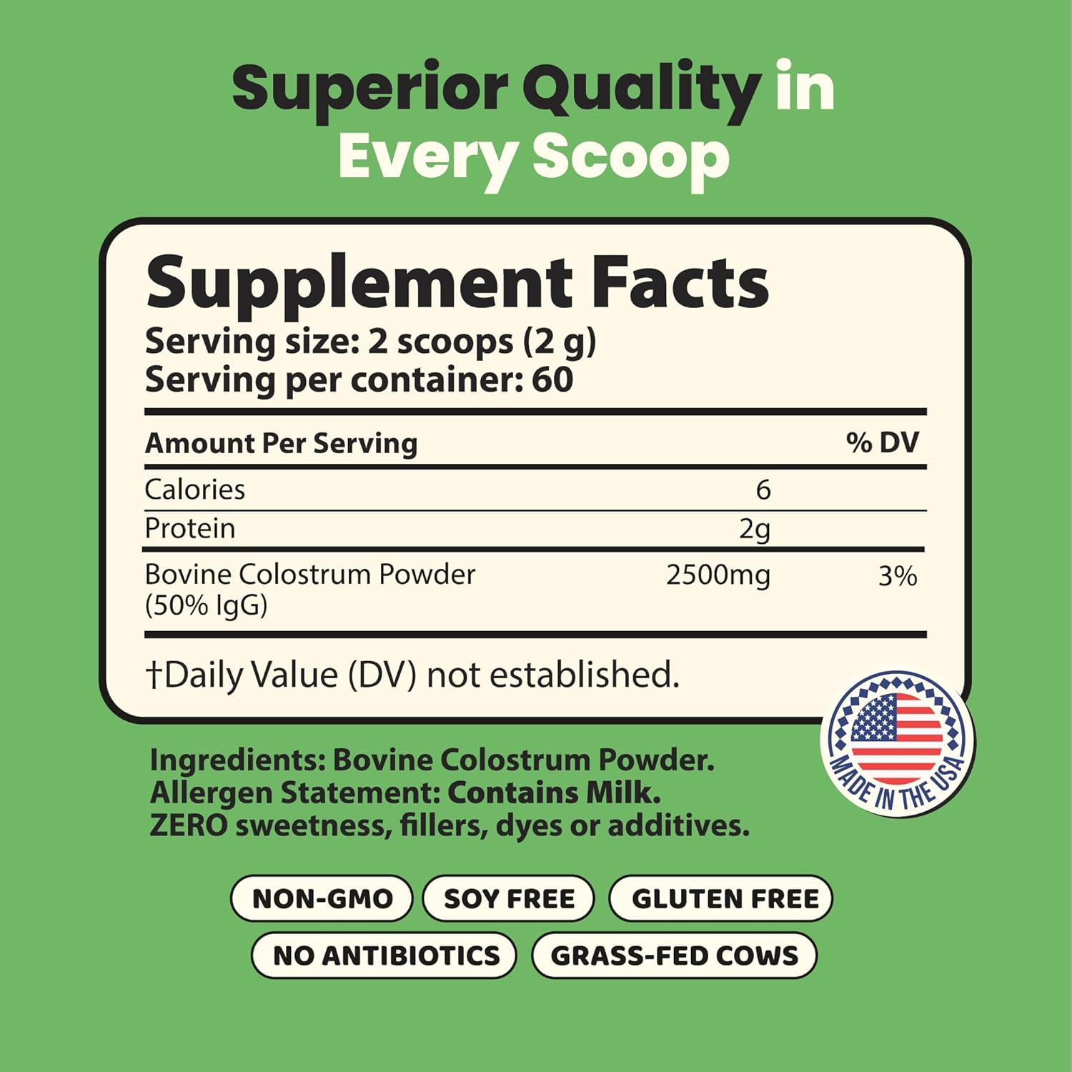 Super Moo – Polvo de calostro bovino alimentado con pasto  Salud intestinal, recuperación muscular, energía, cabello, piel y suplemento inmunológico