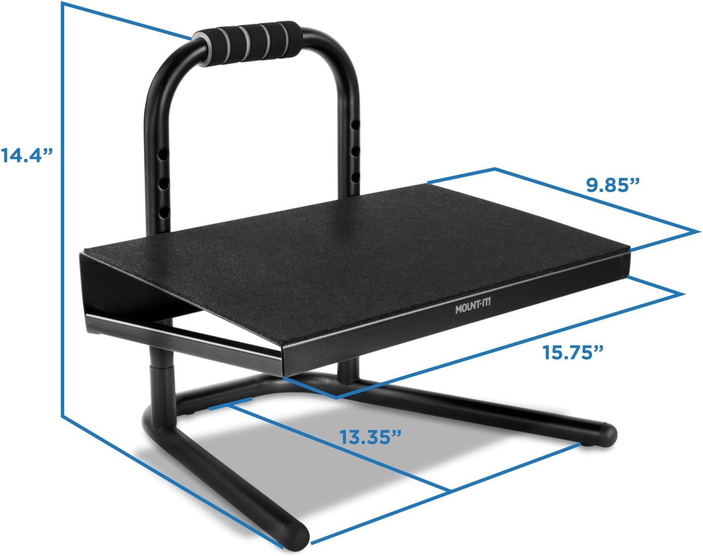 Mount-It! Reposapiés de altura ajustable para estar de pie y sentarse, reposapiés independiente debajo del escritorio con asa y seis ajustes de