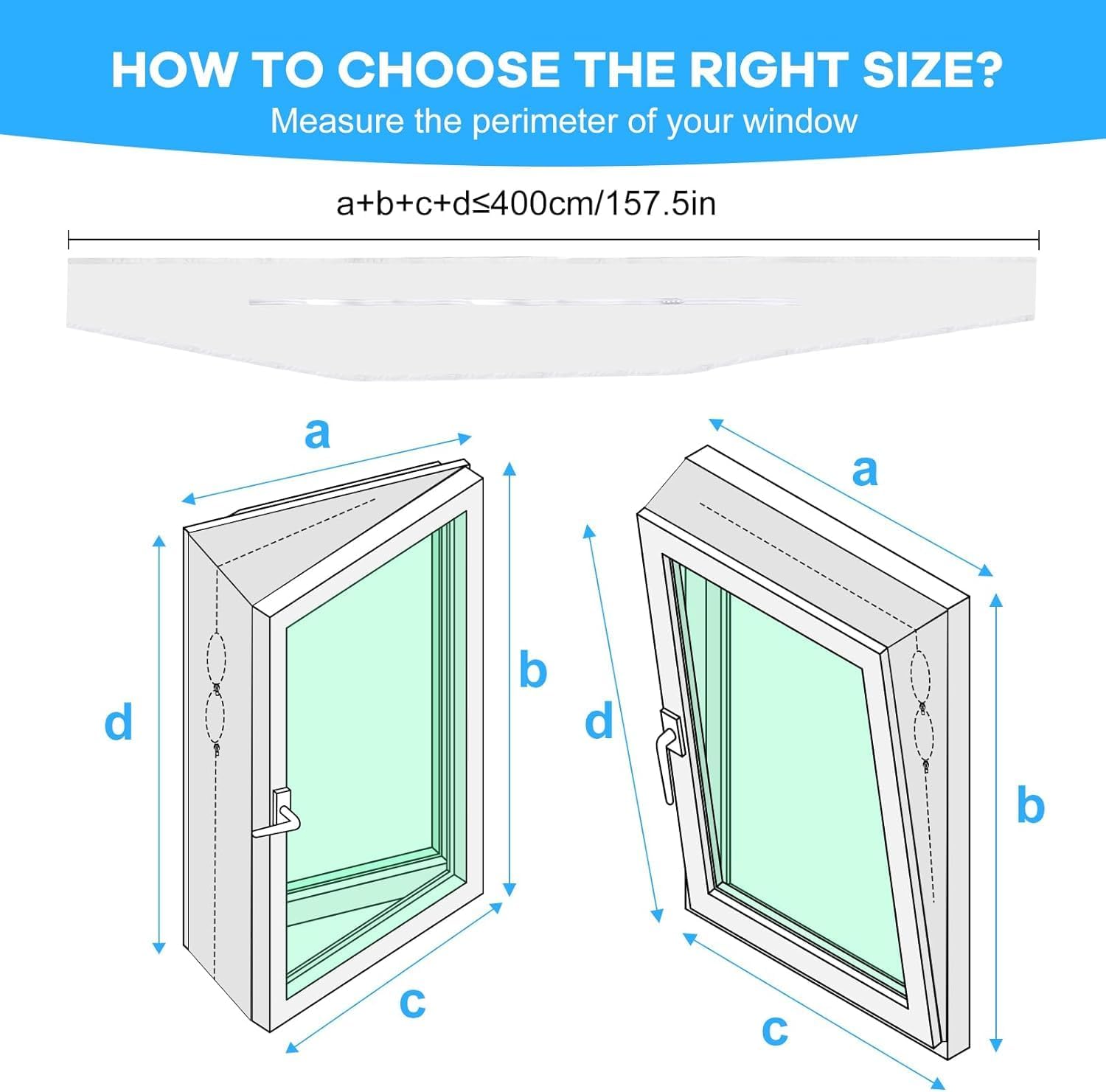 Sello universal de ventana de 157.5 in157Is. para aire acondicionado portátil y secadora de ropa. Fácil de instalar, protectores de intercambio de