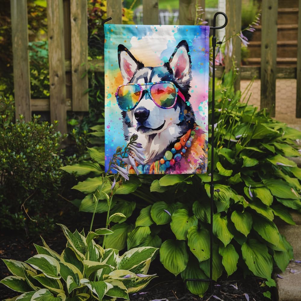 Caroline’s Treasures DAC2563GF Siberian Husky Hippie Dawg Garden Flag Mailbox Flag Decorative Yard Flag Banner Outside Patio Artwork Yard Flower