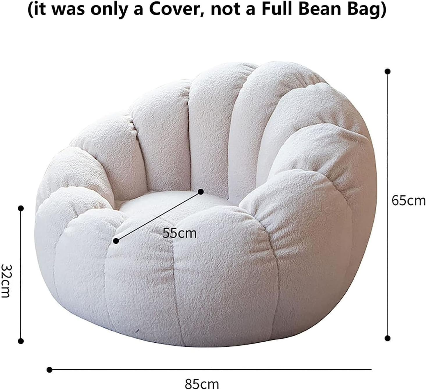 Puf de peluche de animales de peluche, silla puff de espuma viscoelástica ultrasuave, piel de peluche sintética, lavable, funda con cremallera