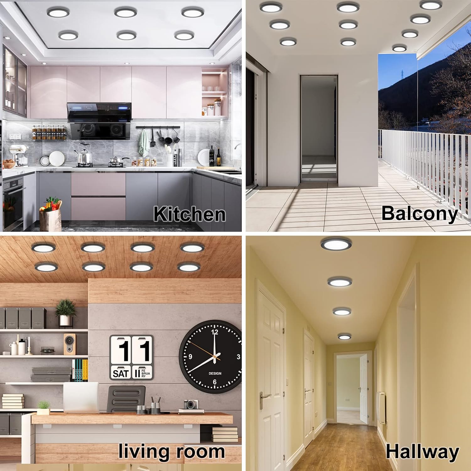 Lámpara de techo LED pequeña de 7 pulgadas, regulable, luz diurna de 5000 K, lámpara de techo redonda ultra delgada, lámpara de techo moderna para