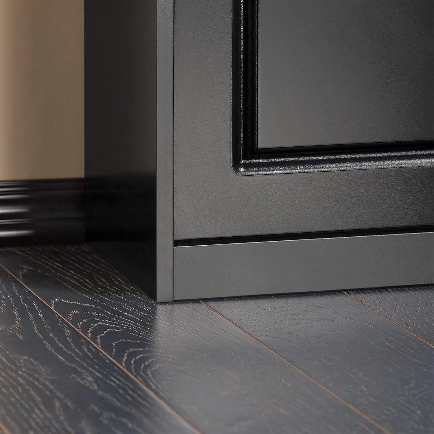 Haotian FSR82-L-SCH, zapatero de pasillo negro con cajón abatible y cojín de asiento