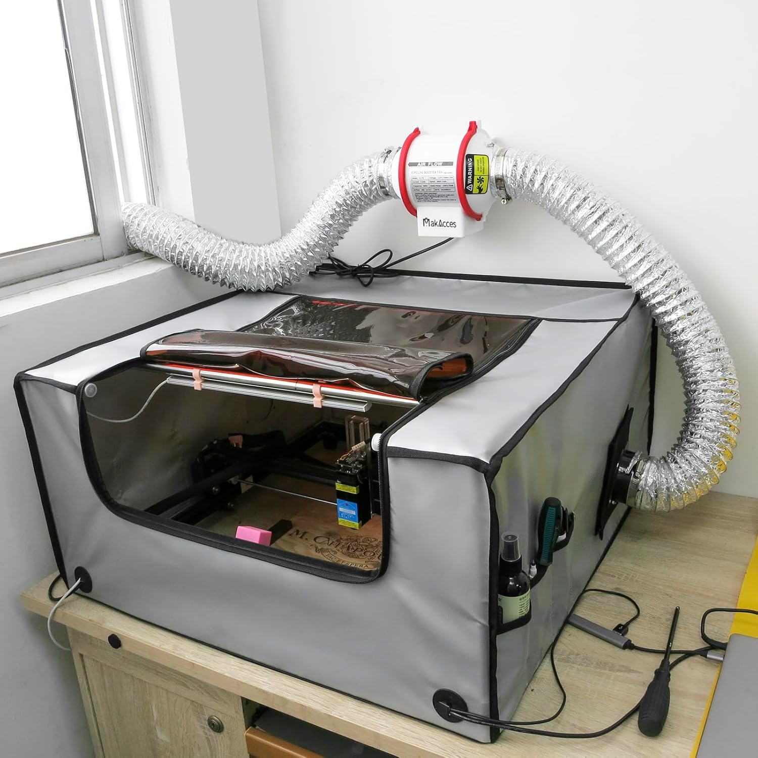 Potente ventilador de conducto de 3 pulgadas con tubo de 1.5M, motor de cobre, flujo de aire mejorado, bajo nivel de ruido para extracción eficiente