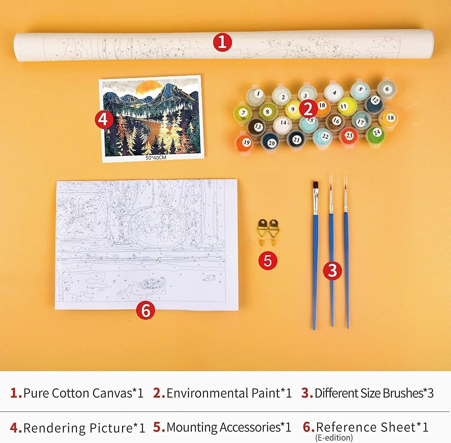 QUITEDEW Pintura por números para adultos, restaurante, escenario nocturno, pintura por números, kits de pintura de paisaje por números, adecuados