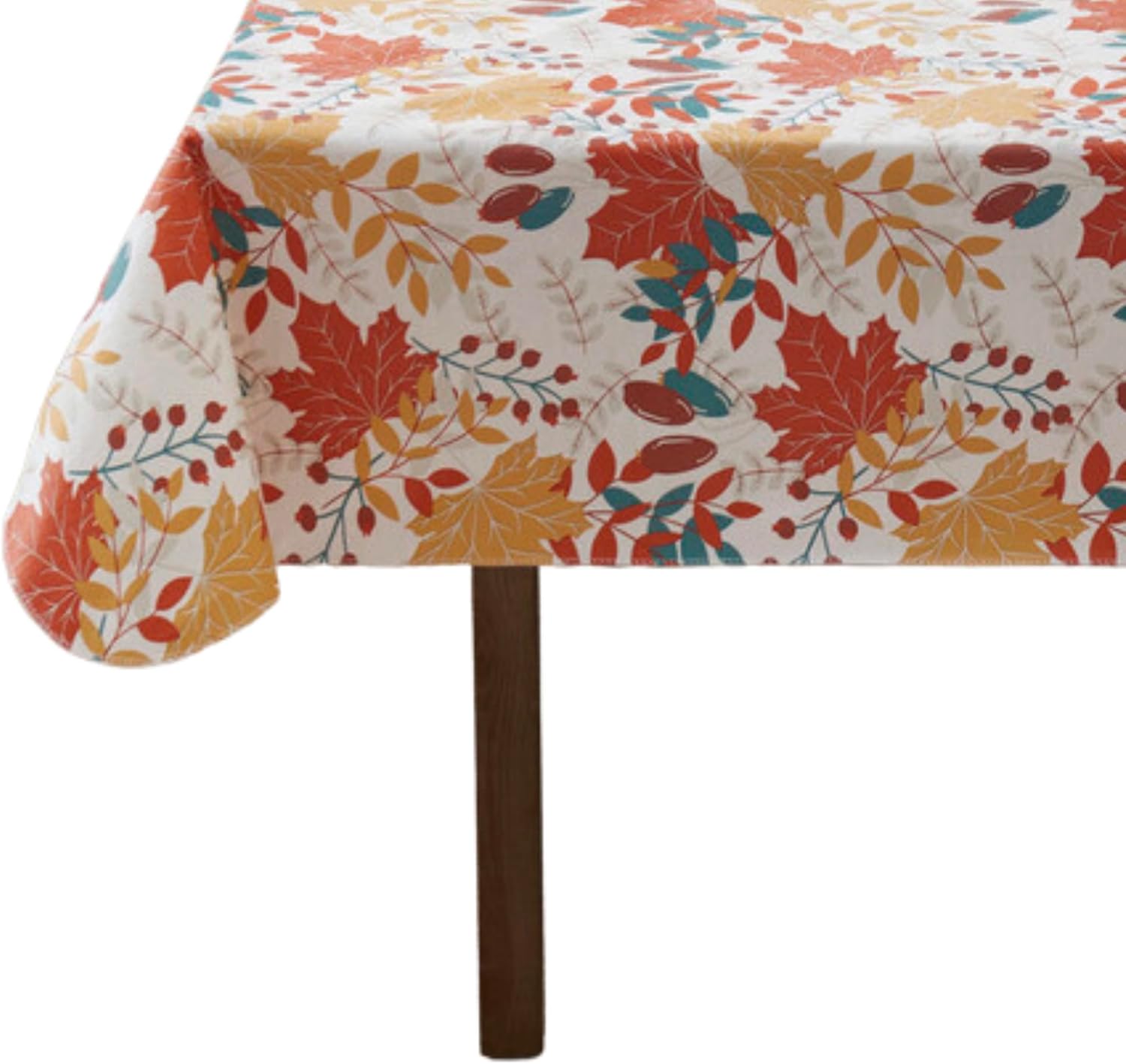 Serafina Home Mantel de vinilo con parte trasera de franela de otoño y Acción de Gracias, mantel de vinilo rústico con reverso de franela