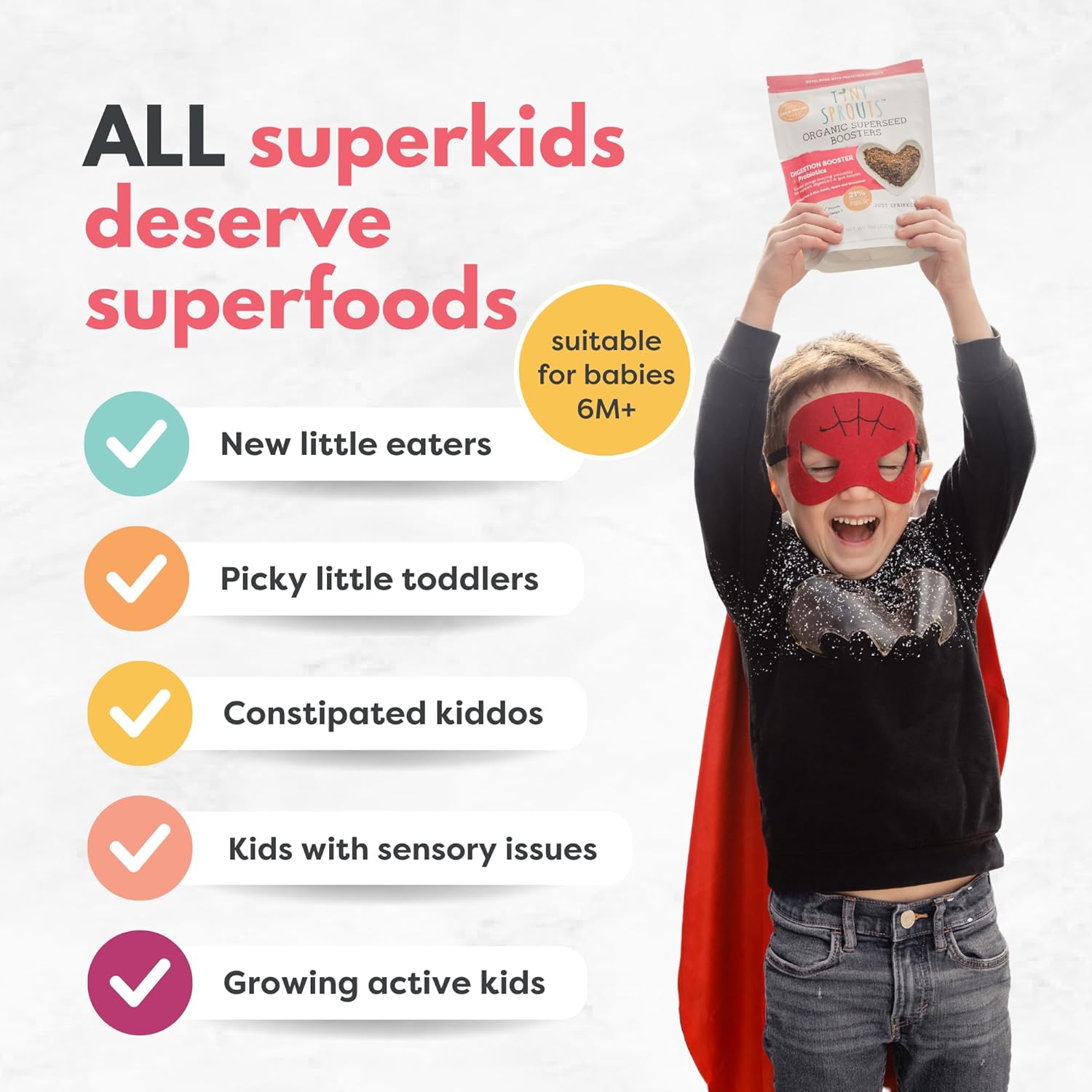Superseed – Paquete variado con vitamina D + PROBIÓTICOS, proteína de fibra prebiótica Omega-3, semillas para bebés de 6 meses y niños pequeños para