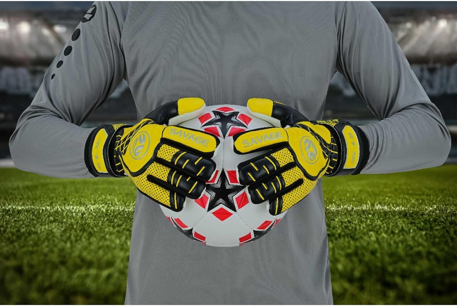 K-LO Guantes de portero Guantes de portero de fútbol Savage Rise (unisex, juvenil, niños y adultos)  Salvajes de dedos para protección  Palma de