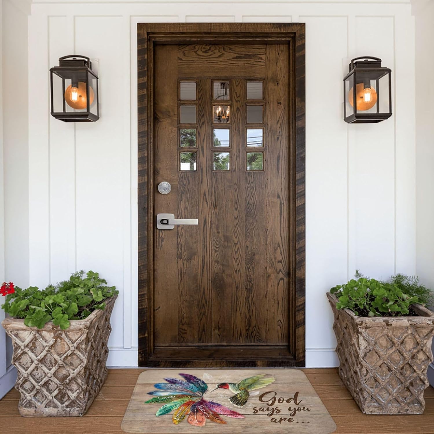 Tapete de baño antideslizante con diseño de colibrí, de secado rápido, lavable, con plumas de Dios dice que eres para baño, cocina, comedor, sala de