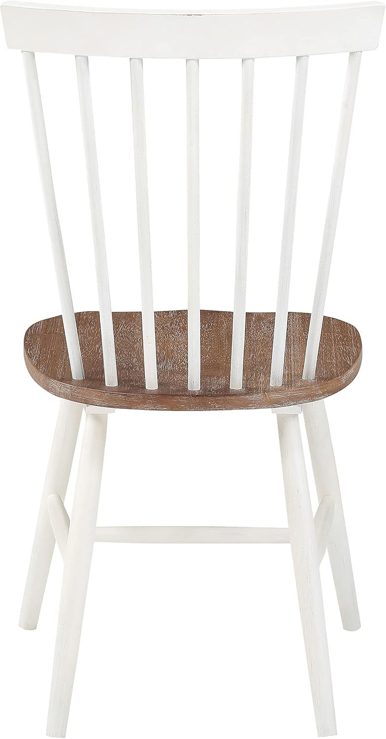 OSP Home Furnishings Eagle Ridge – Sillas de comedor tradicionales de madera maciza estilo Windsor, paquete de 2, color crema