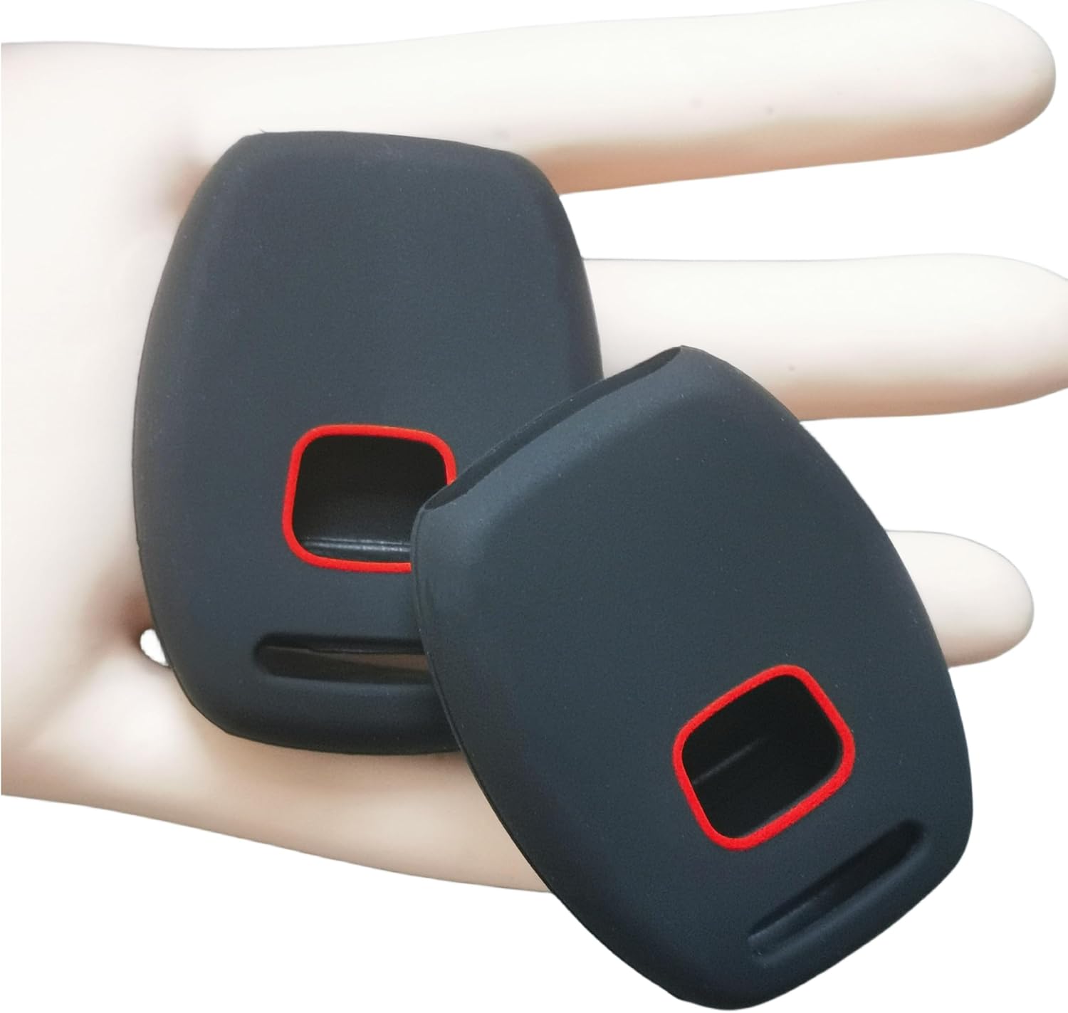 2 llaveros de silicona para Honda Accord Civic CR-V Element Pilot 2003-2015 3+1 botones (negro con rojo)