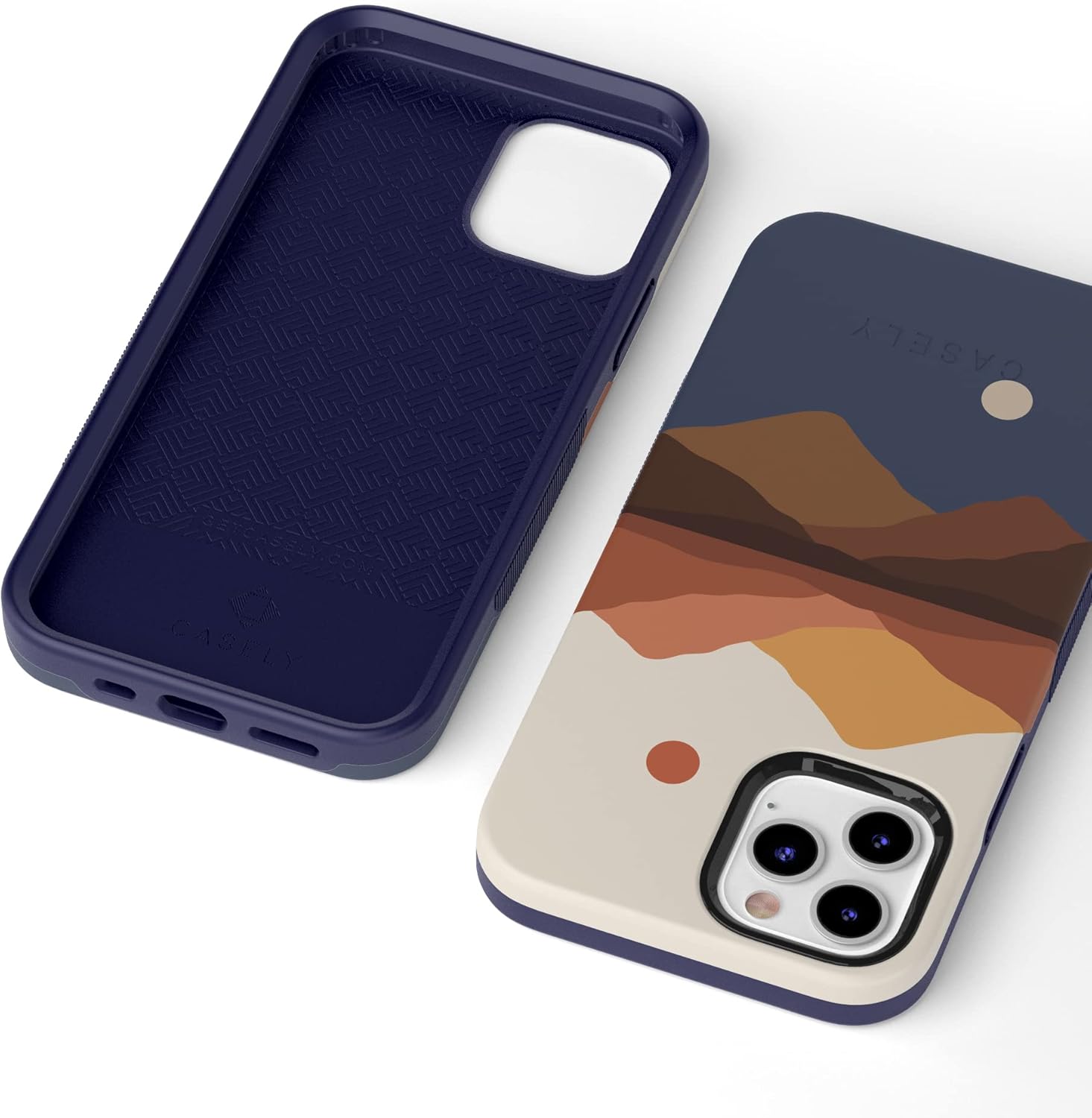 Casely Funda para iPhone 12 Pro Max  Compatible con MagSafe  Los opuestos se atraen  Funda de montaña con bloques de color de día y noche