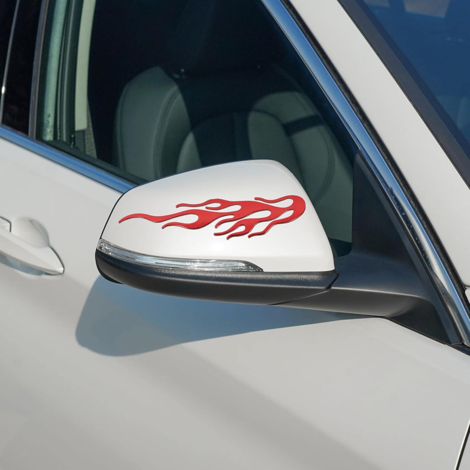 TOMALL 2 calcomanías brillantes de llama 3D de 7.8 pulgadas para automóvil, carreras de llamas, deportes, rayas cromadas, calcomanías para carrito