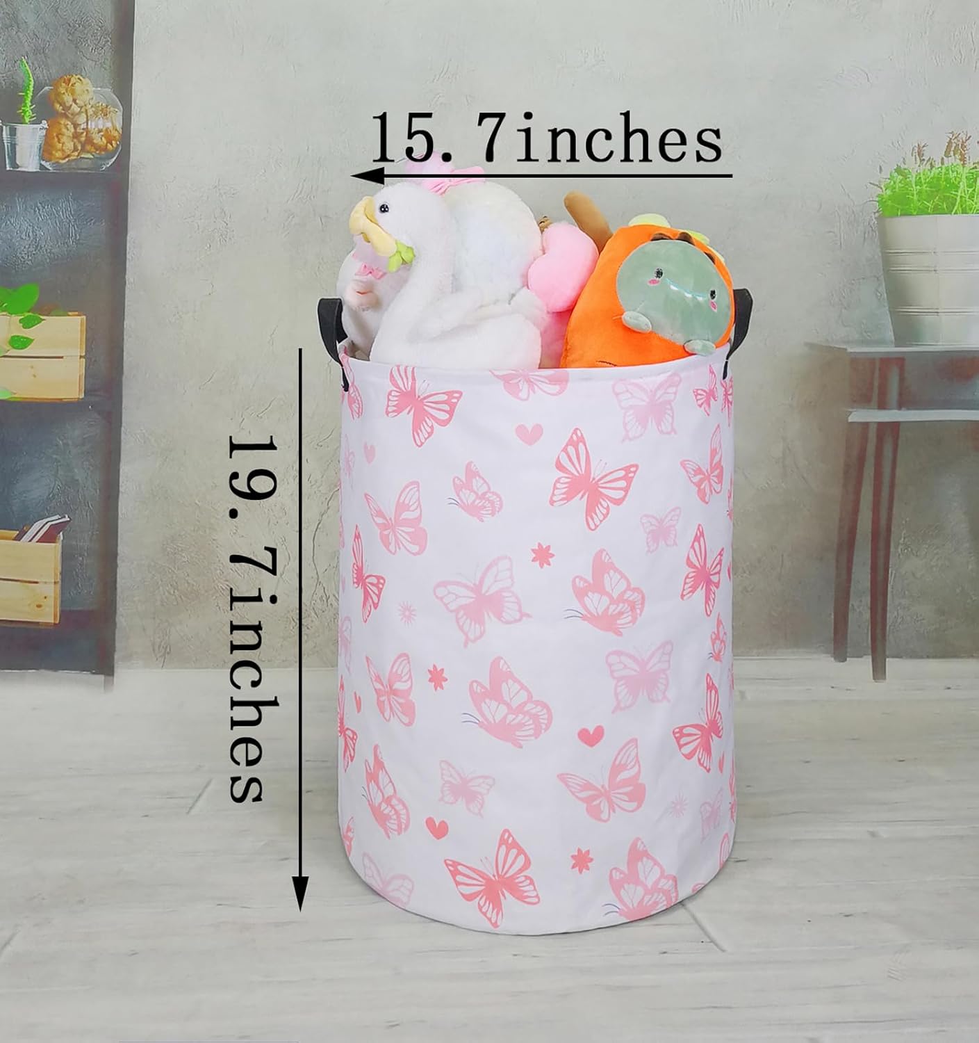 Cesta de almacenamiento impermeable de lona duradera de 19.7 pulgadas para habitación de niñas, cesta de almacenamiento para ropa sucia, juguetes de