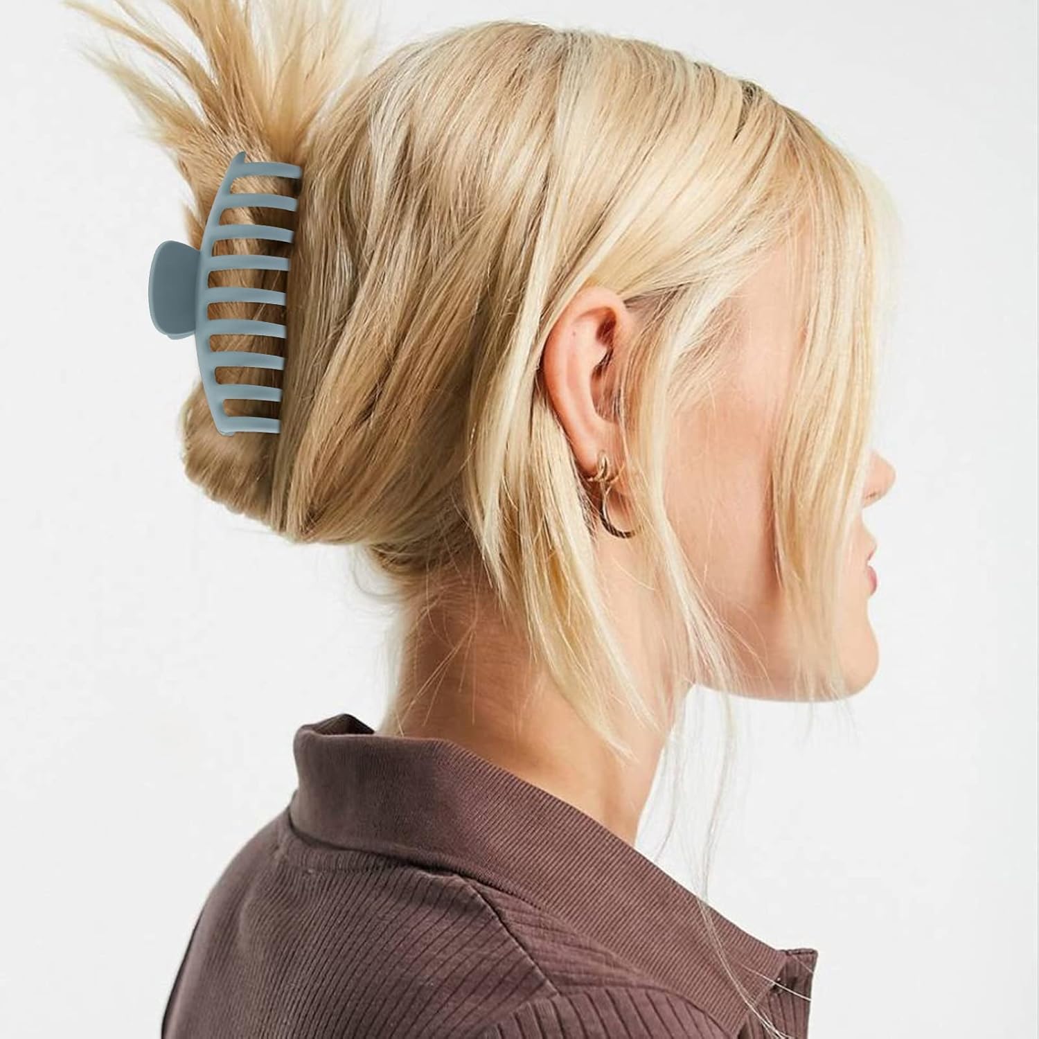 10 pinzas de pelo grandes, pinzas de pelo mate de sujeción fuerte, pinzas cuadradas para cabello grueso y fino, pinzas de pelo de plátano para
