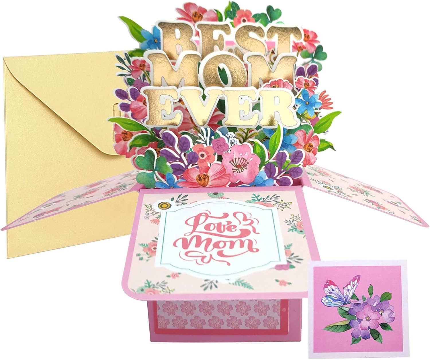 Tarjeta del día de la madre, tarjetas emergentes 3D, tarjetas de regalo de la mejor mamá del mundo, tarjetas de felicitación de papel con tarjeta de