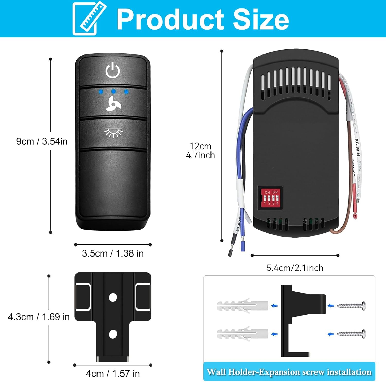 Hampton Bay – Kit de control remoto de ventilador de techo, control remoto universal con atenuador de luz, funciona con ventiladores de techo de CA