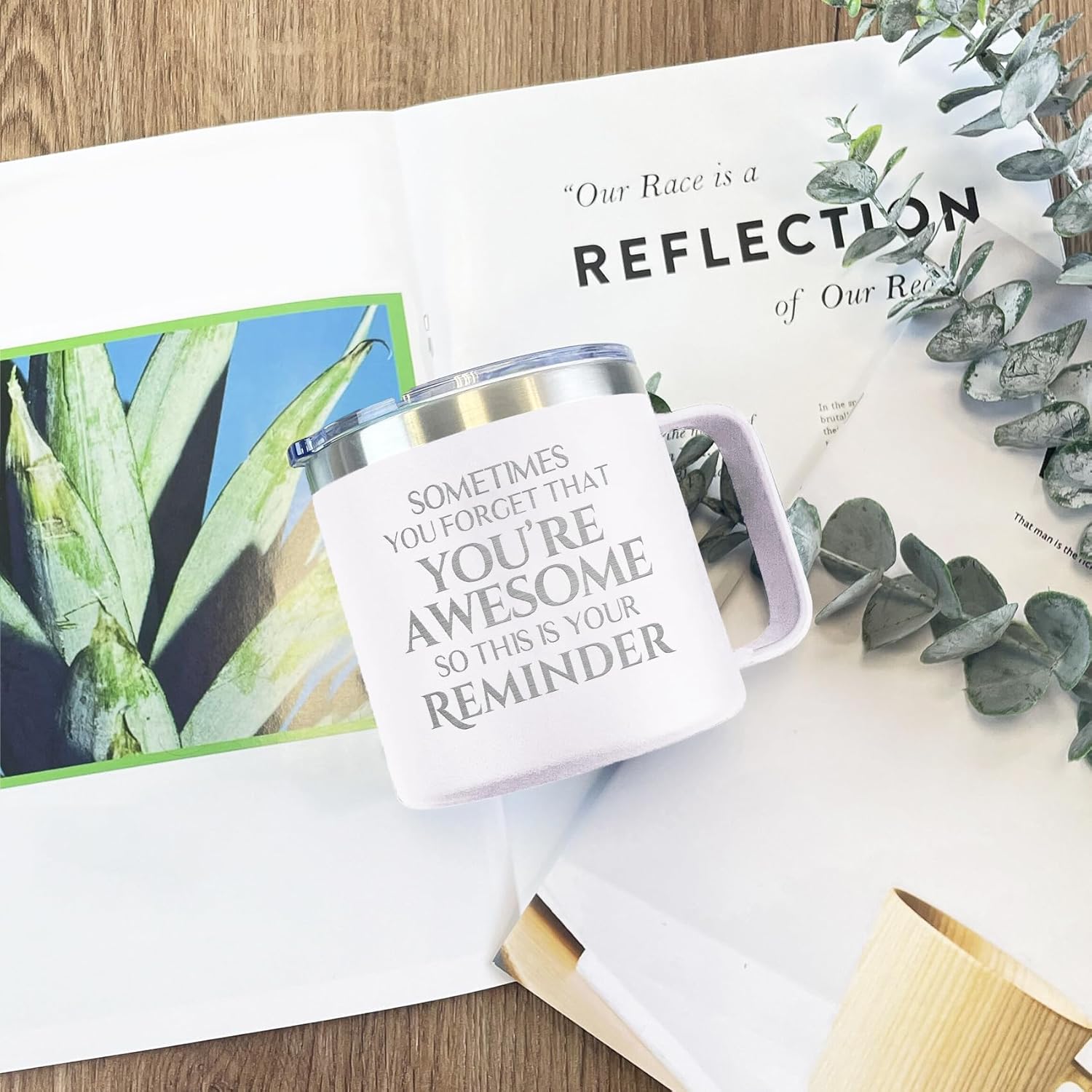 ELEGANTPARK Regalos inspiradores para mujeres, taza de café con texto en inglés Sometimes You Forget You’re Awesome Coffee, regalos de